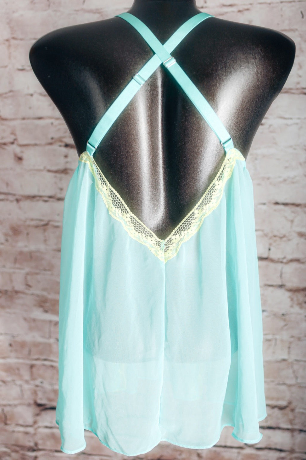 Victoria's Secret Open-cup Peekaboo Lace Babydoll Chemise Medium Mint Sea Green