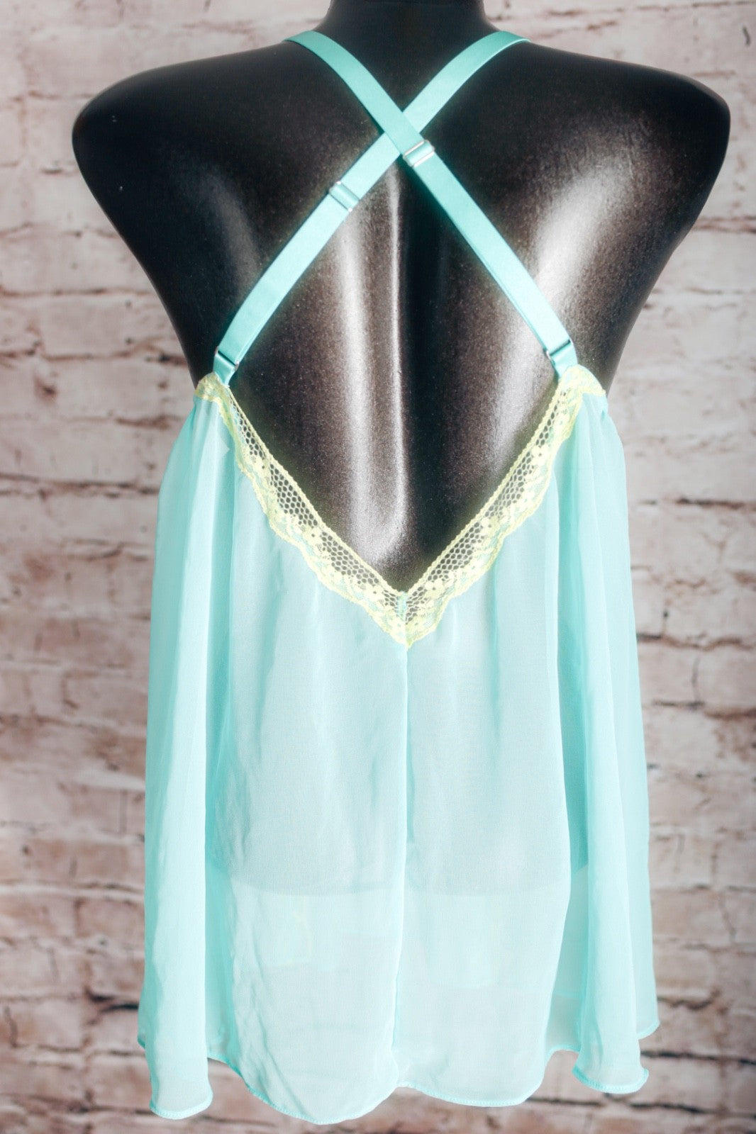 Victoria's Secret Open-cup Peekaboo Lace Babydoll Chemise Medium Mint Sea Green
