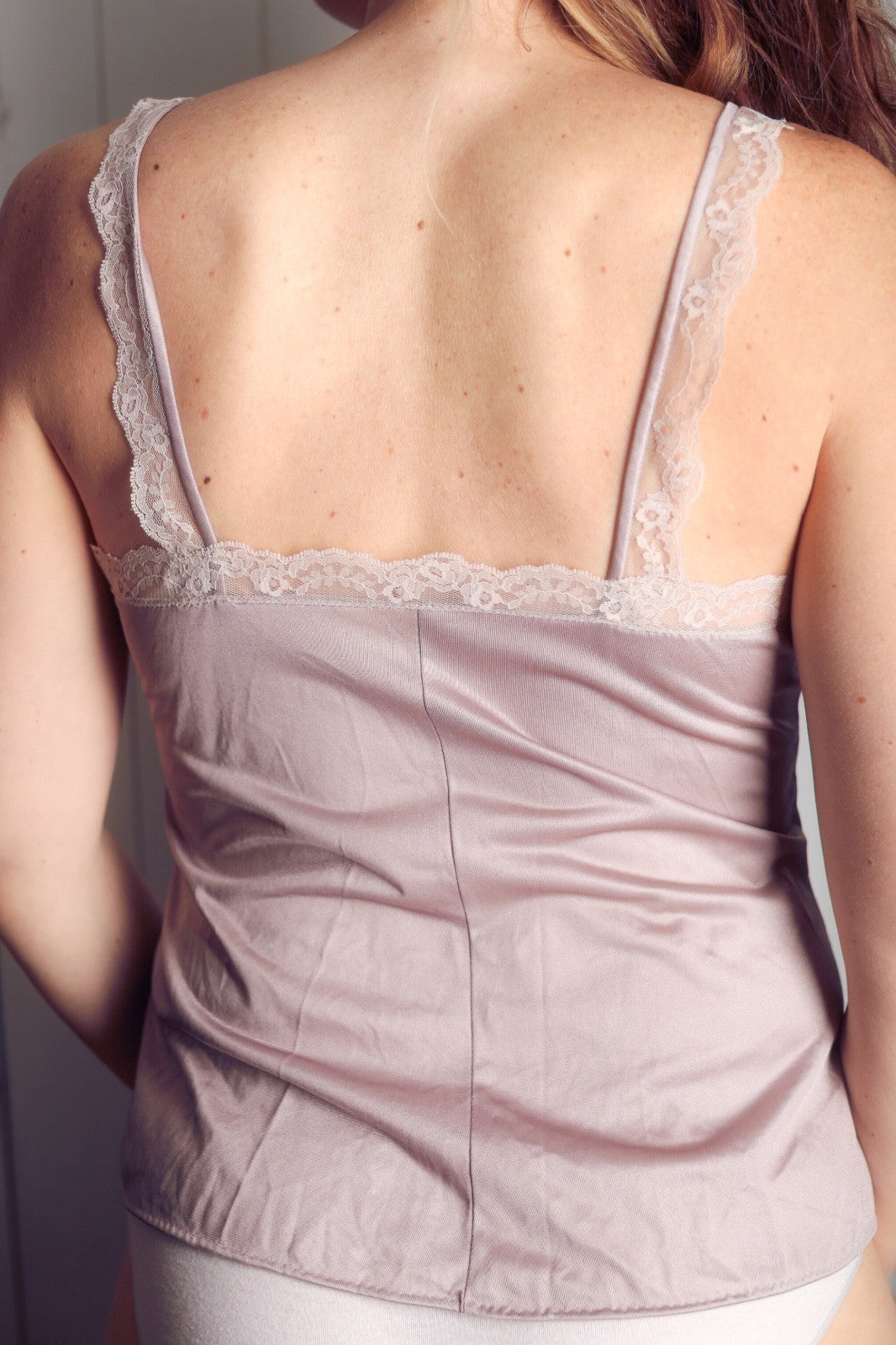 Texsheen Vintage 70s Sexy Boho Satin Lace Camisole Large Purple