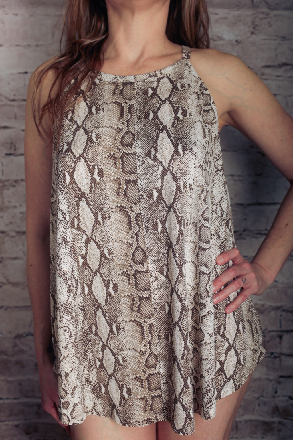 Chic Soul Y2K Snakeskin Chemise Cover-up 1X XL