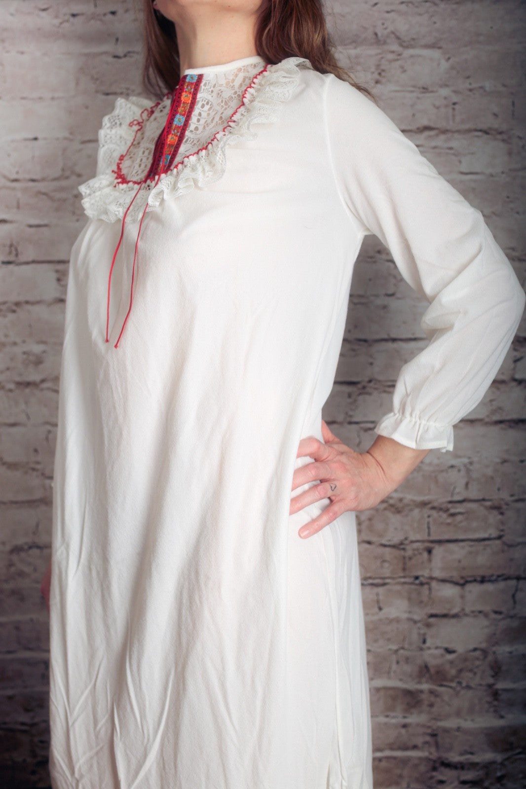 Vintage Target Boho Cottagecore Victorian Edwardian Embroidered Gown Small White NEW