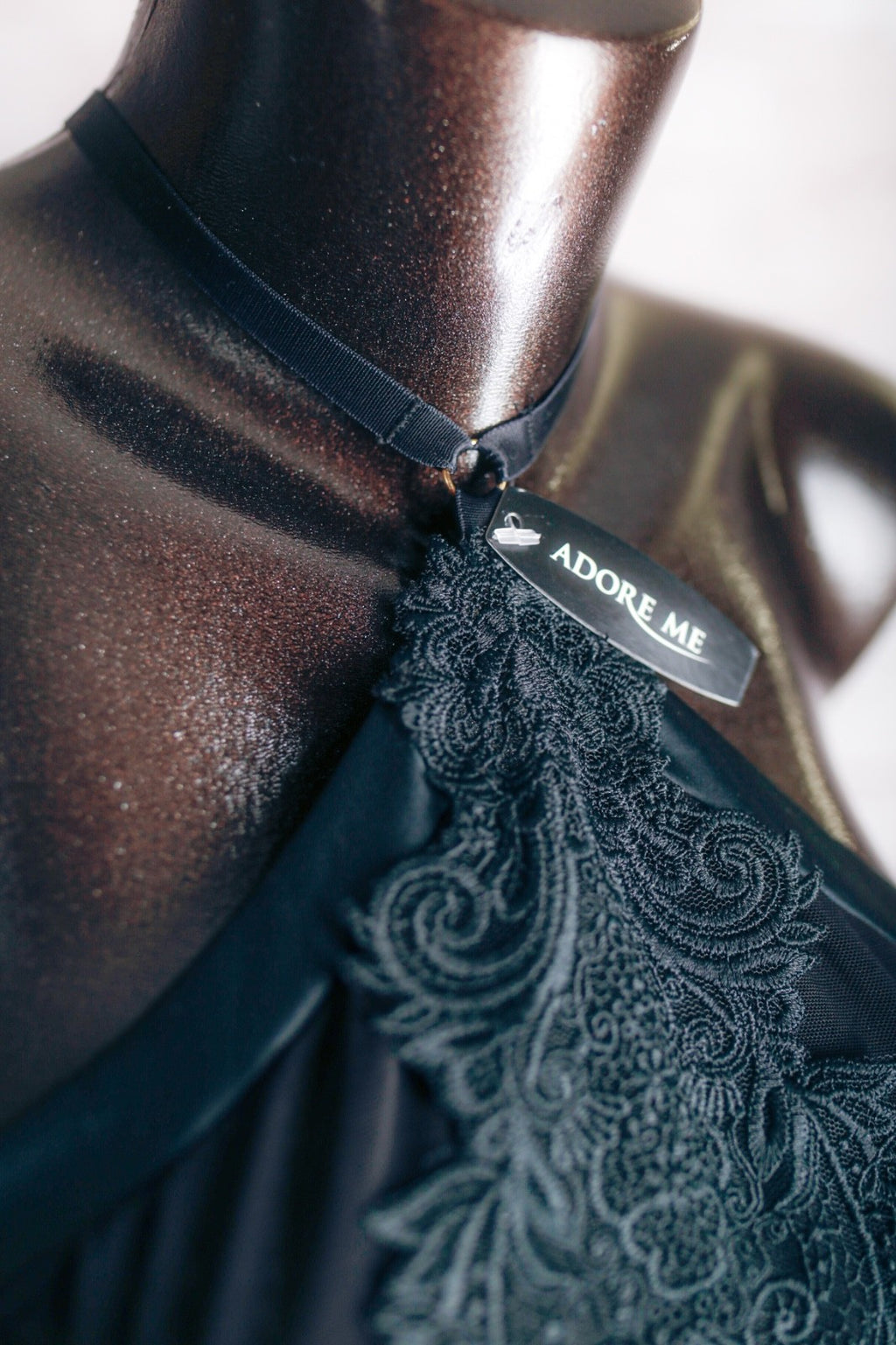 Adore Me Sheer Mesh Sexy Burlesque Choker Halter Bodysuit Teddy M Black NEW
