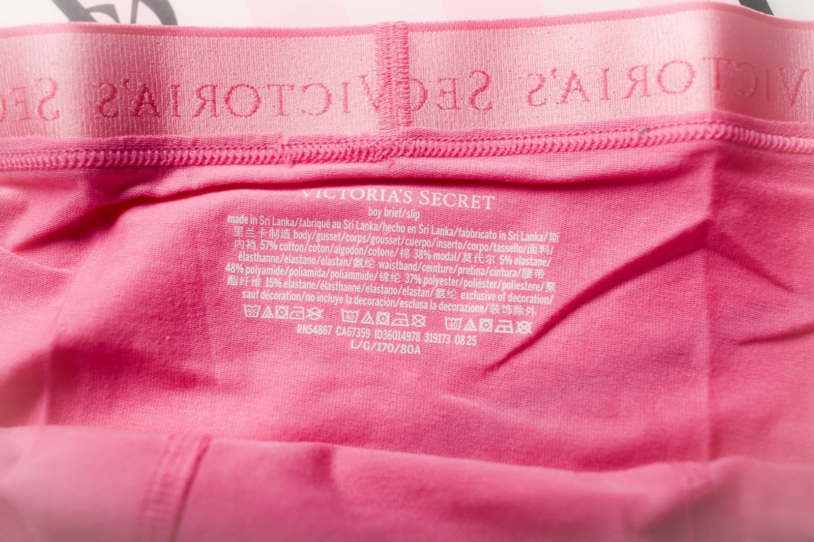 Victoria's Secret Logo Cotton High-Waist Boxer Boy Brief Large Pink NEW