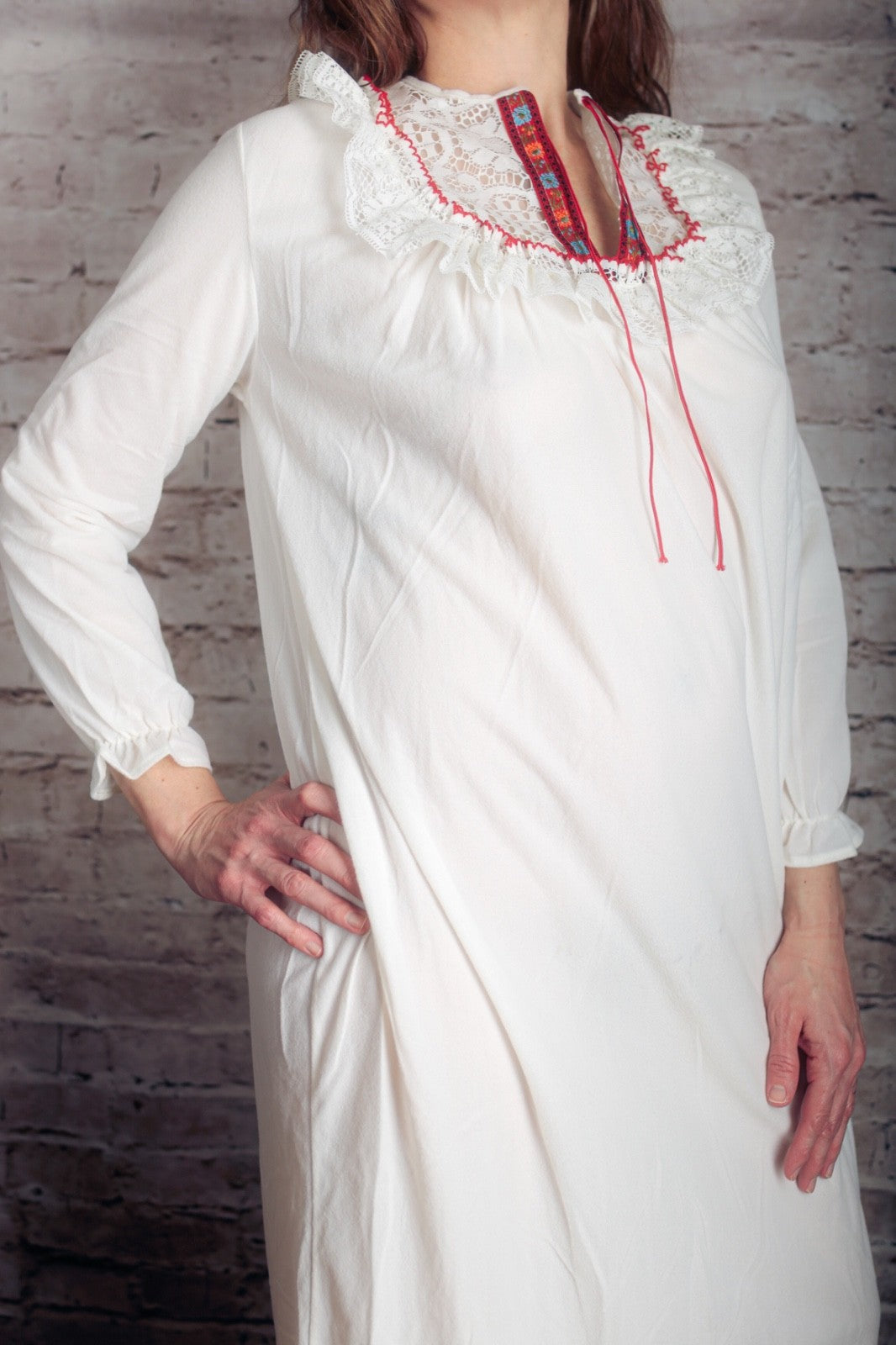 Vintage Target Boho Cottagecore Victorian Edwardian Embroidered Gown Small White NEW