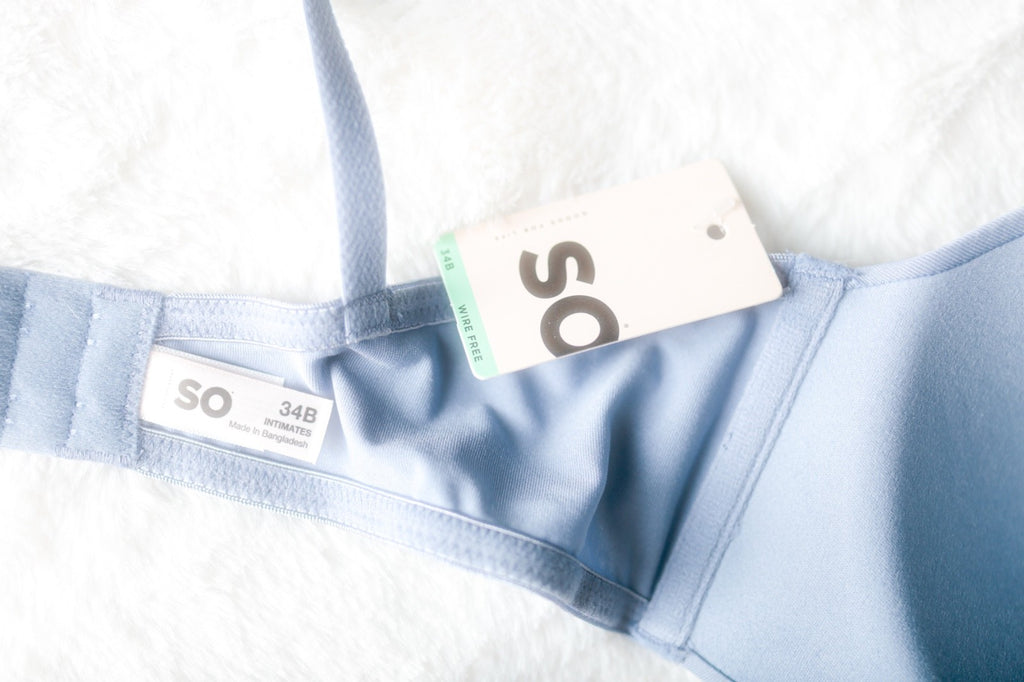 SO 34B Wireless Seamless Smooth J-hook Crossback T-shirt Bra Blue NEW