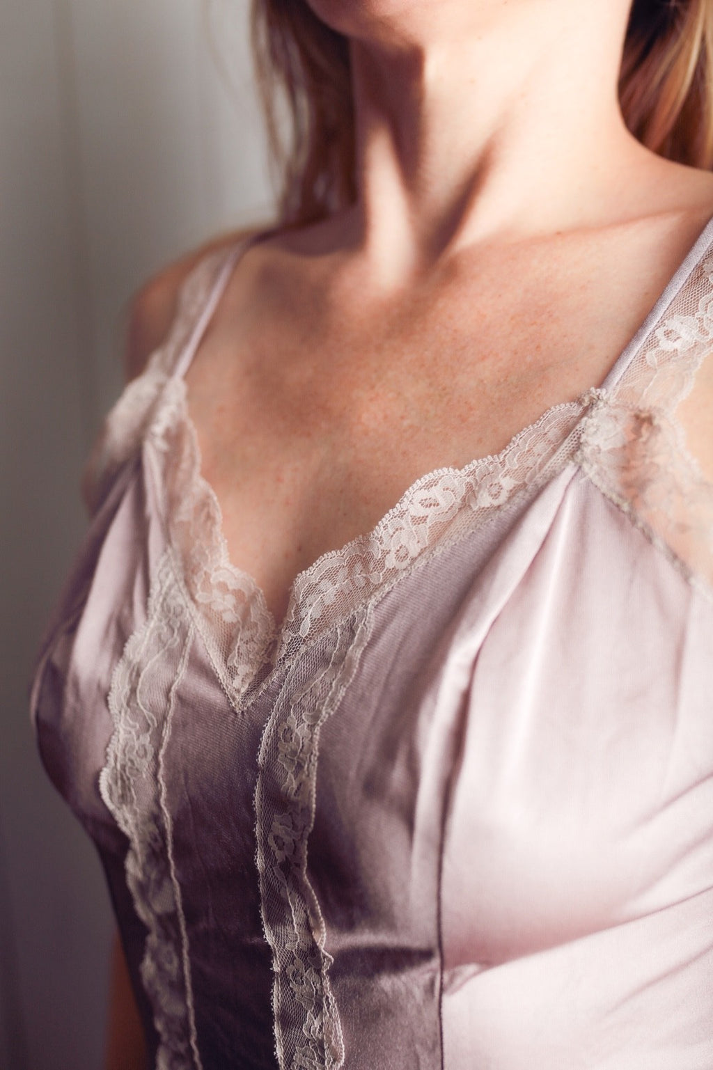 Texsheen Vintage 70s Sexy Boho Satin Lace Camisole Large Purple