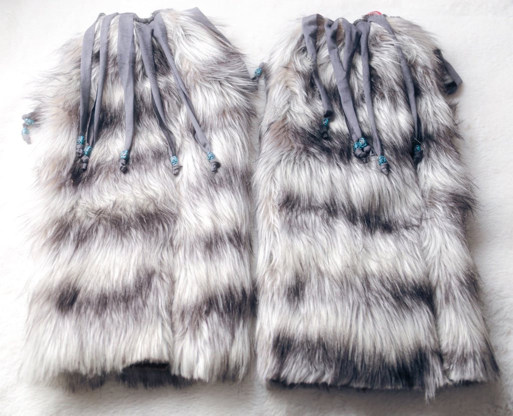 Roma Viking Faux Fur Fuzzy Costume Dance Rave Furry Leg Warmers Boot Covers