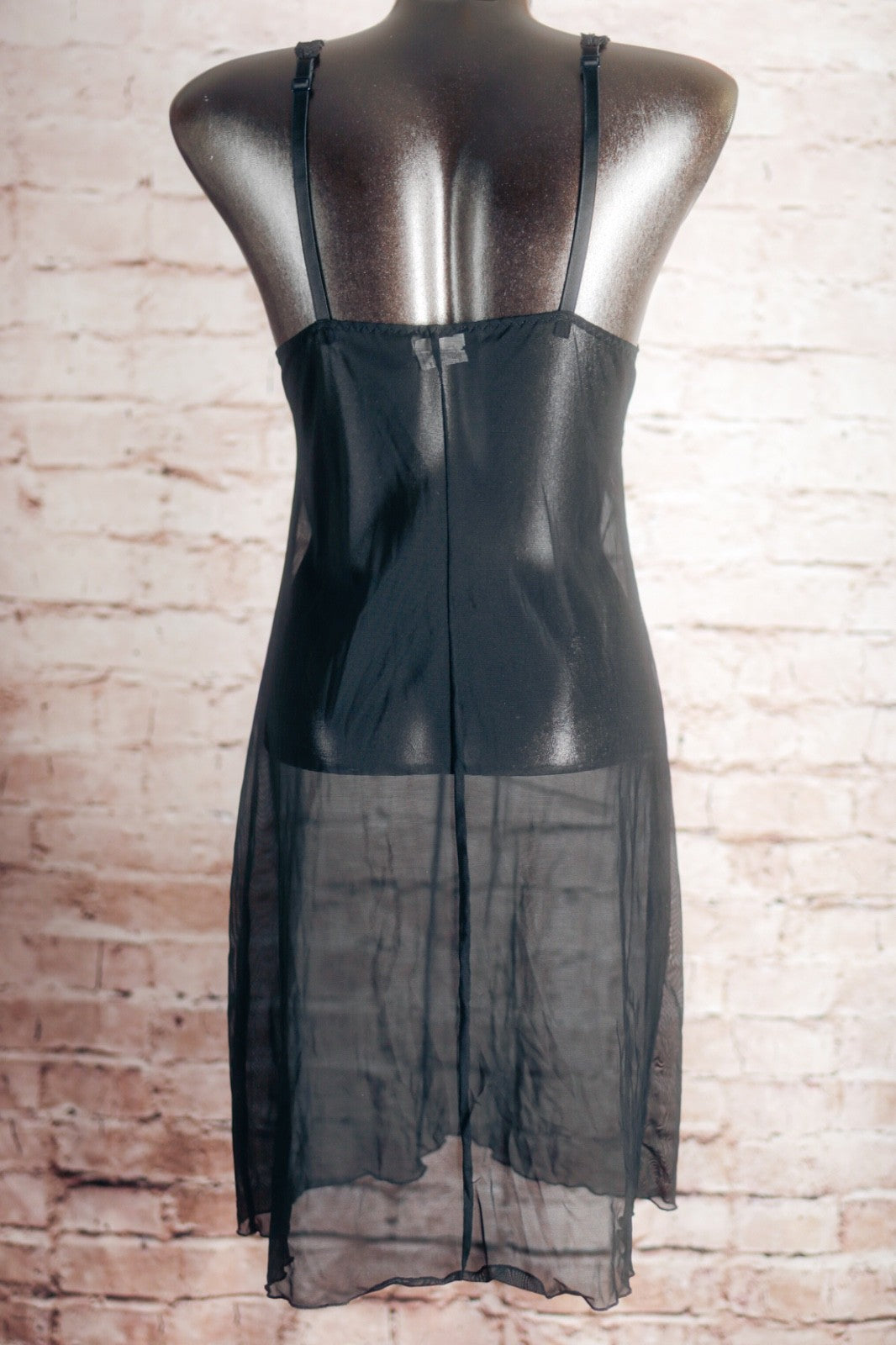 Intimissimi Sheer Mesh Witchy Burlesque Long Gown Chemise Lingerie Black Large