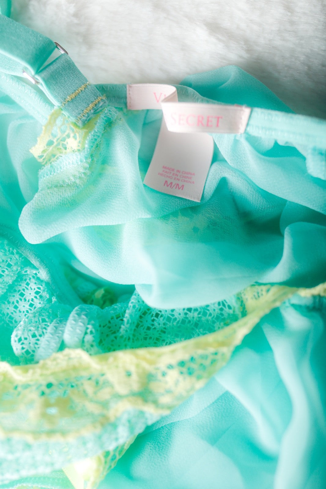 Victoria's Secret Open-cup Peekaboo Lace Babydoll Chemise Medium Mint Sea Green
