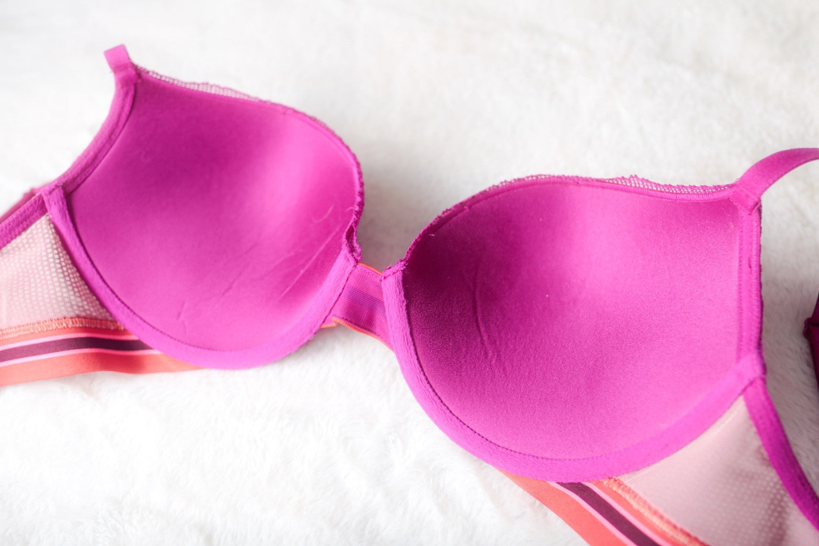 Victoria's Secret Very Sexy Push Up Funky Colorful Padded Demi Bra Pink 32DD