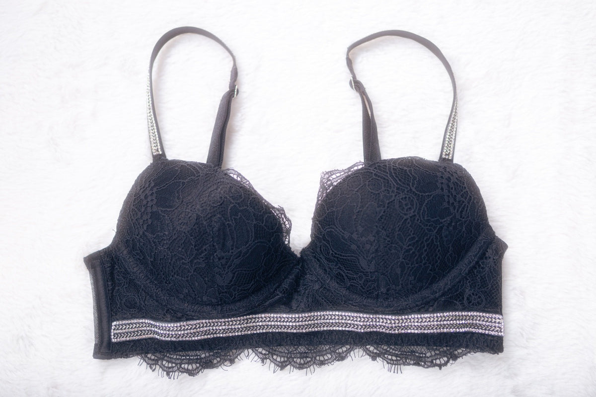 Victoria's Secret Very Sexy Shine Strap Push Up Padded Bra Black 30A