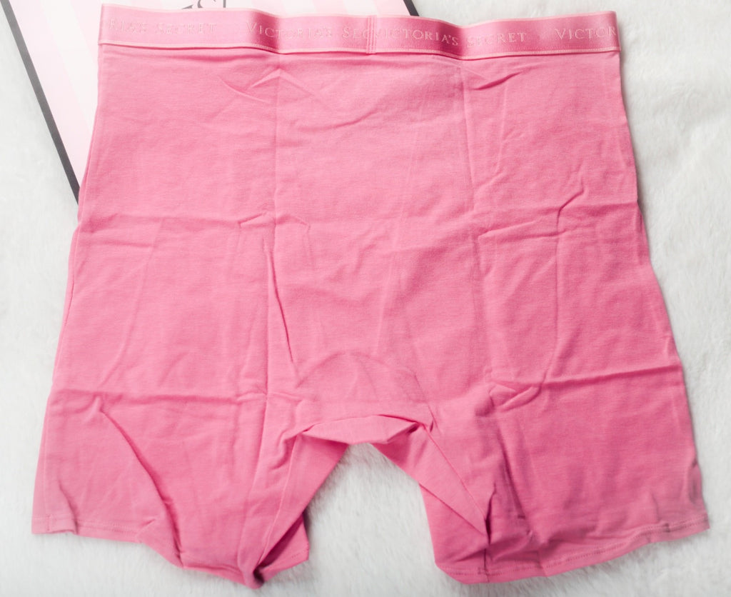 Victoria's Secret Logo Cotton High-Waist Boxer Boy Brief Large Pink NEW