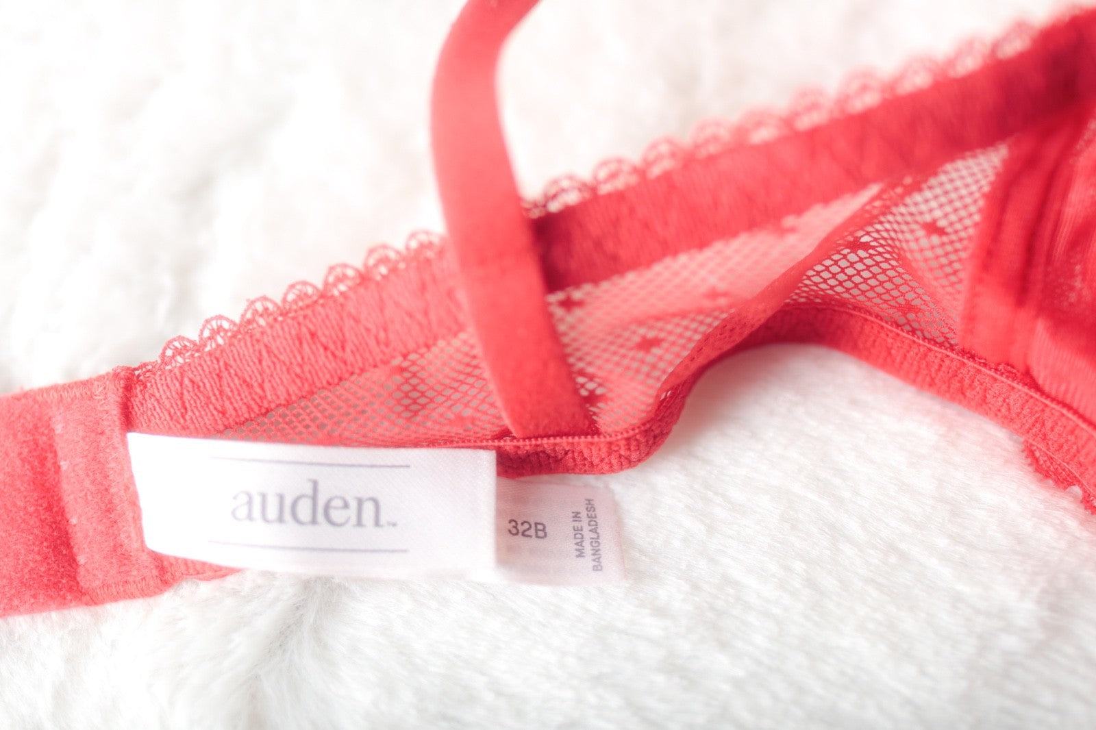 Auden Unlined Semi-sheer Lace Underwire Balconette Bra 32B NEW