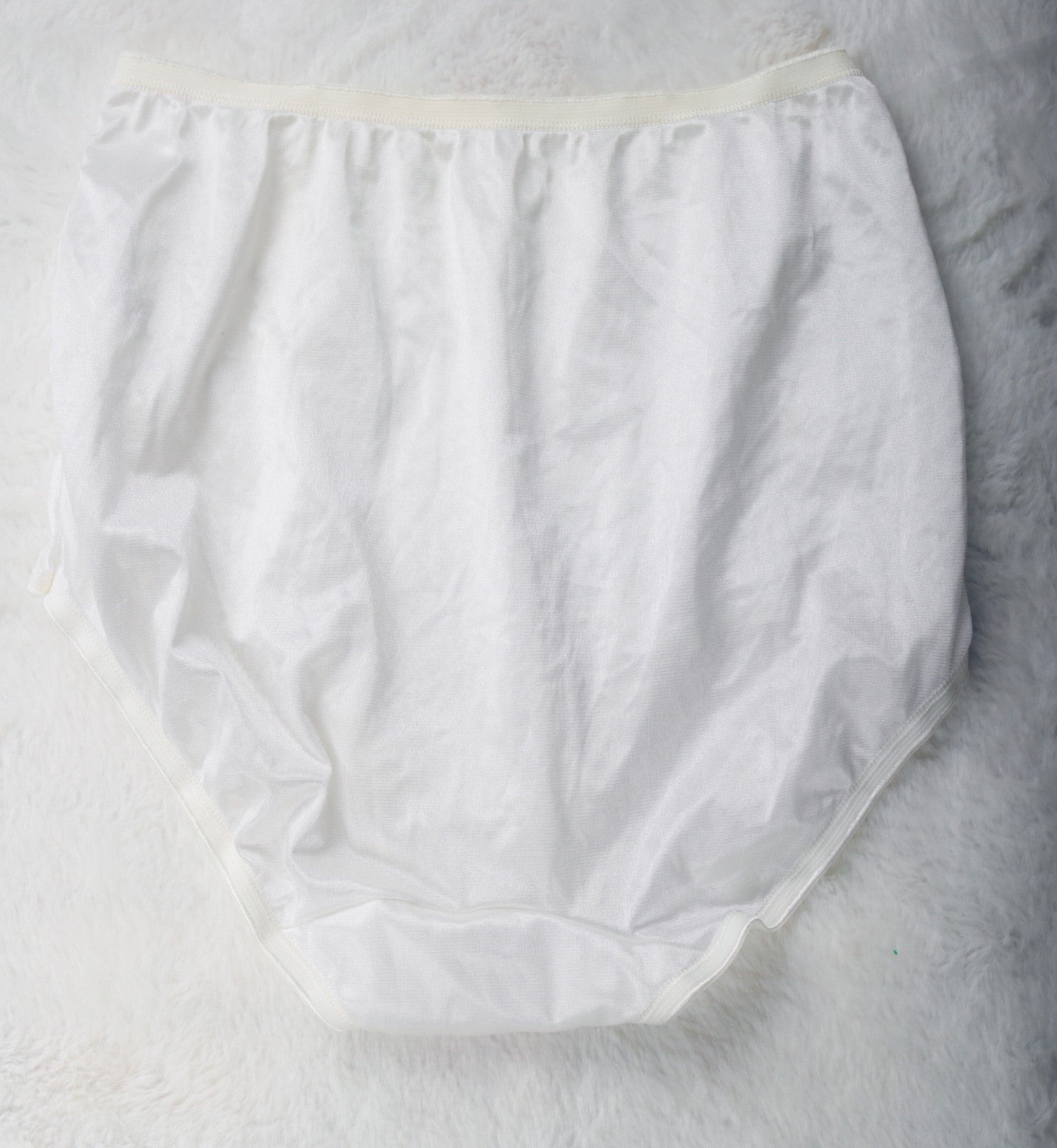 Adonna Vintage Retro Silky Shiny Soft Satin Brief Panties 6 S White NEW