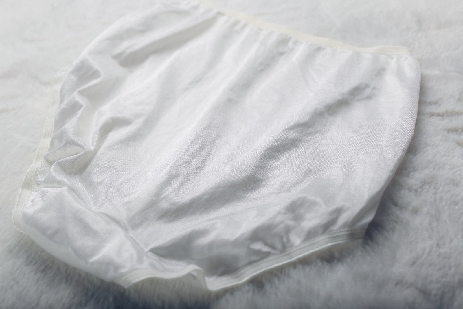 Adonna Vintage Retro Silky Shiny Soft Satin Brief Panties 6 S White NEW