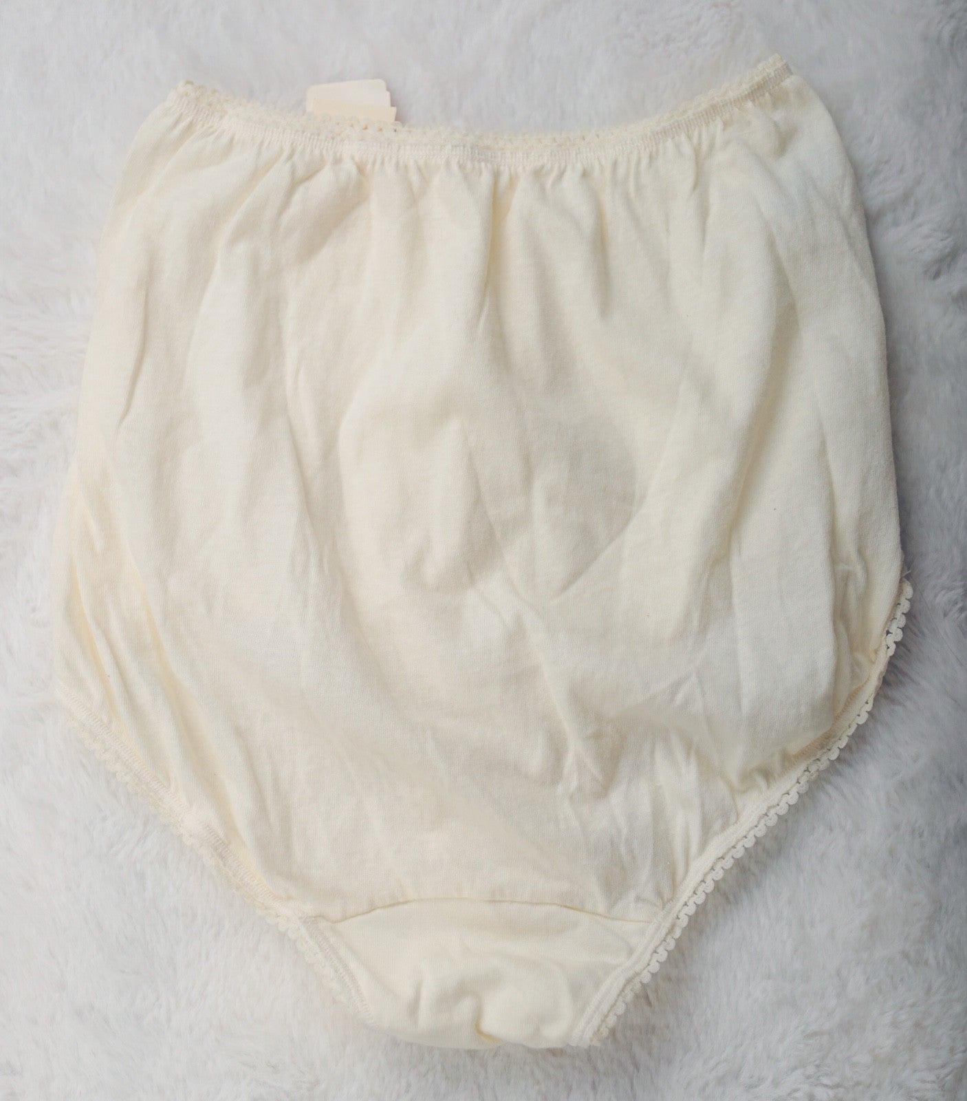 Warner's Vintage Knit Soft 100% Cotton Brief Panties 5 S Ivory Full Back NEW
