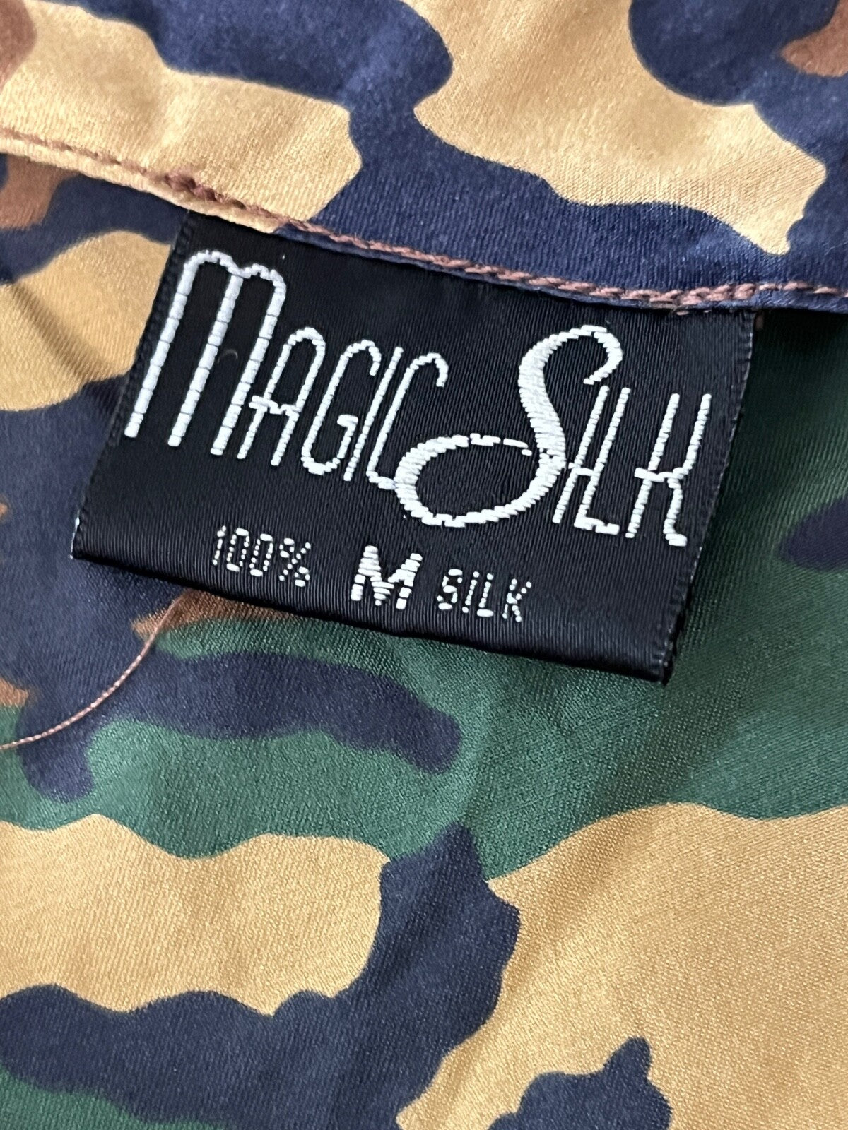 Magic Silk Vintage 100% Silk Retro Camouflage Military Chemise Lingerie Medium
