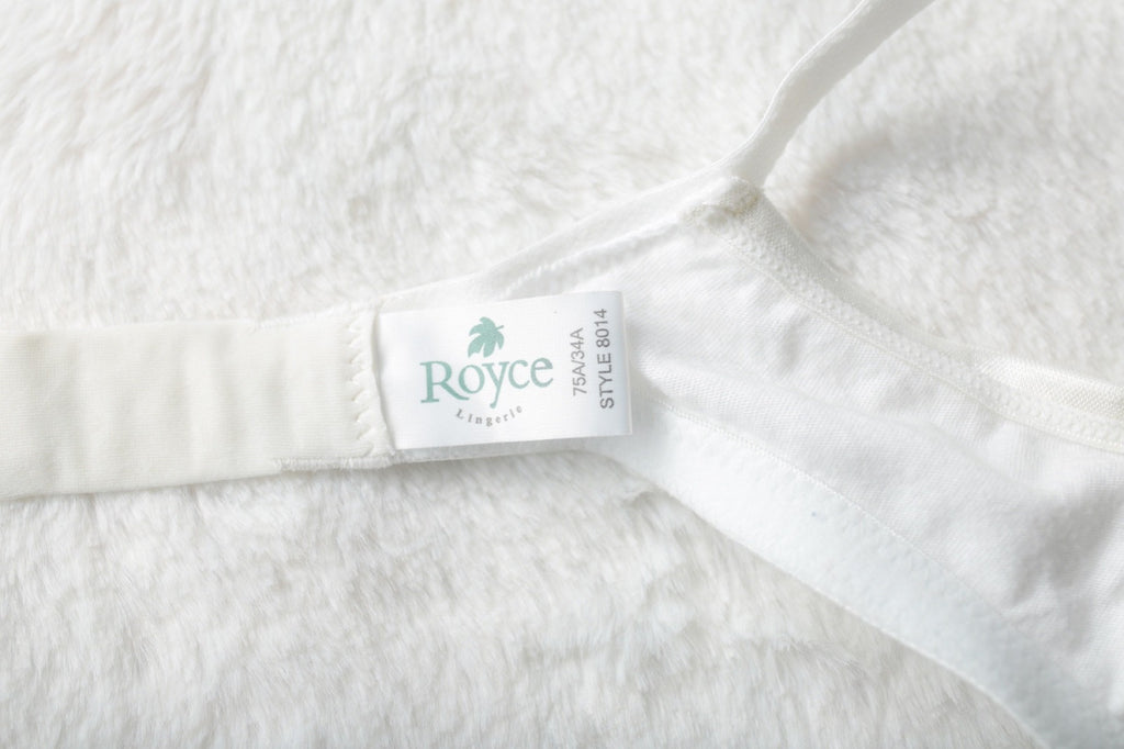 Royce Vintage 34A Retro Cotton Wireless Lightly Padded Training Bra White