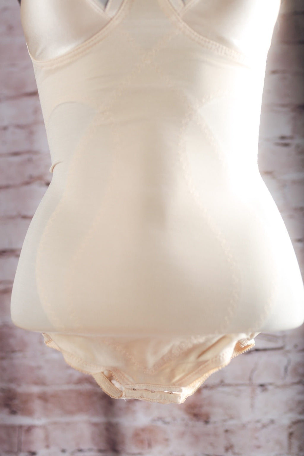Adonna Vintage Retro Body Shaper Sheer Cup Bodysuit 34C Beige