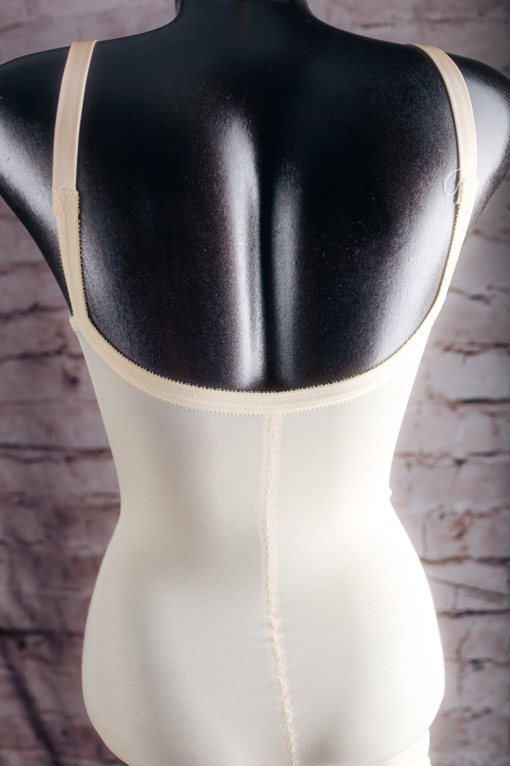 Adonna Vintage Retro Body Shaper Sheer Cup Bodysuit 34C Beige