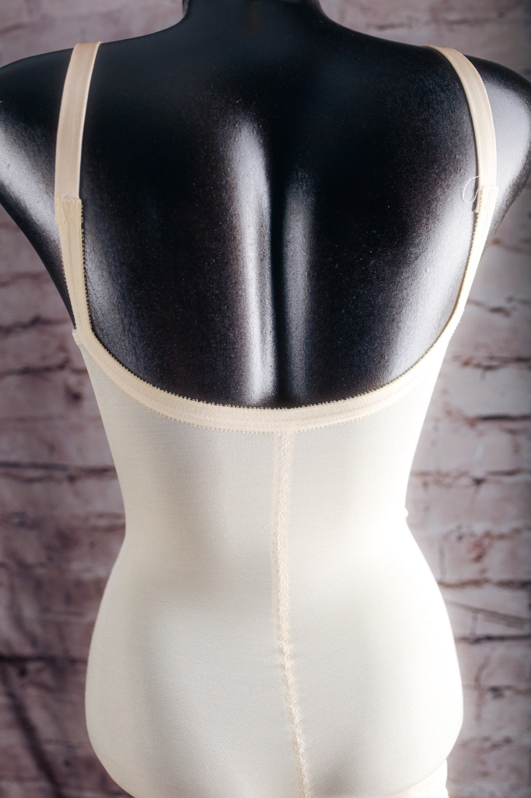 Adonna Vintage Retro Body Shaper Sheer Cup Bodysuit 34C Beige