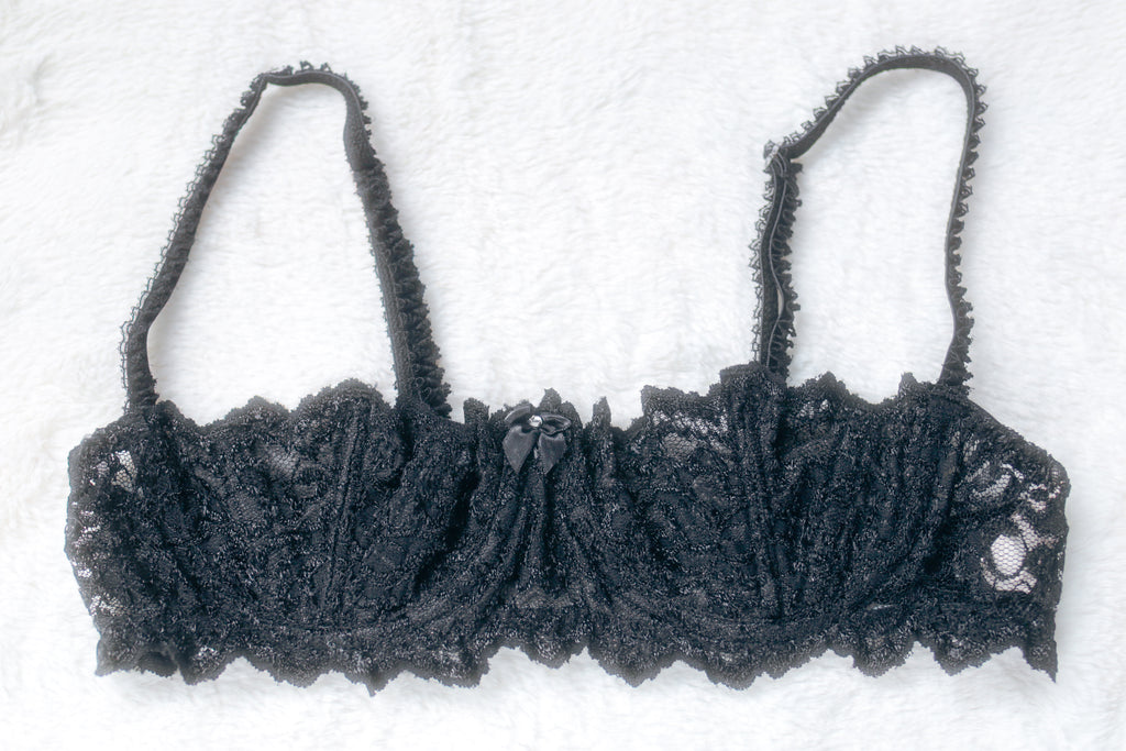 Shirley of Hollywood Vintage Boned Unlined Shelf Quarter Cup Bra 36 Medium Black
