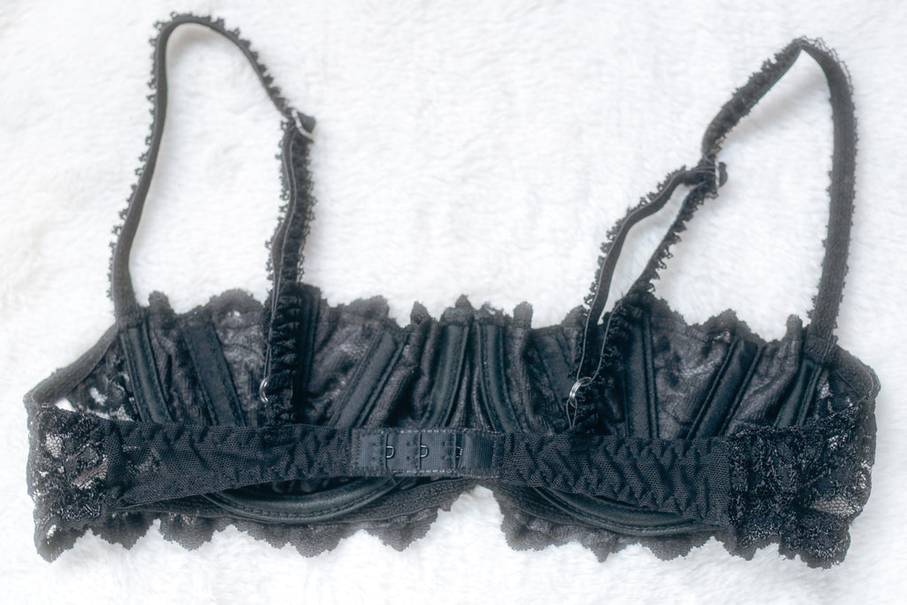 Shirley of Hollywood Vintage Boned Unlined Shelf Quarter Cup Bra 36 Medium Black