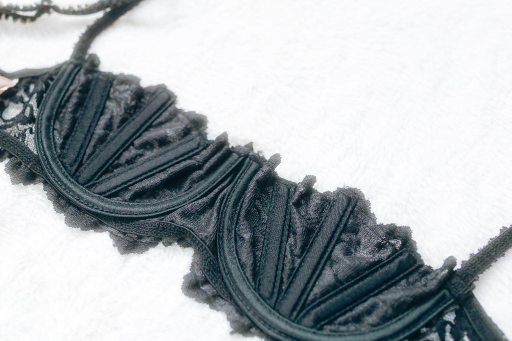 Shirley of Hollywood Vintage Boned Unlined Shelf Quarter Cup Bra 36 Medium Black