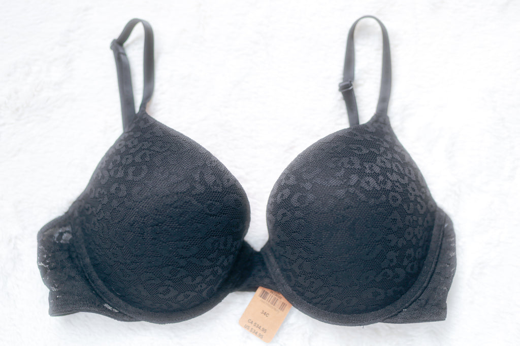 Pink Wear Everywhere Push-up Bra Black Cheetah Leopard 34C NEW