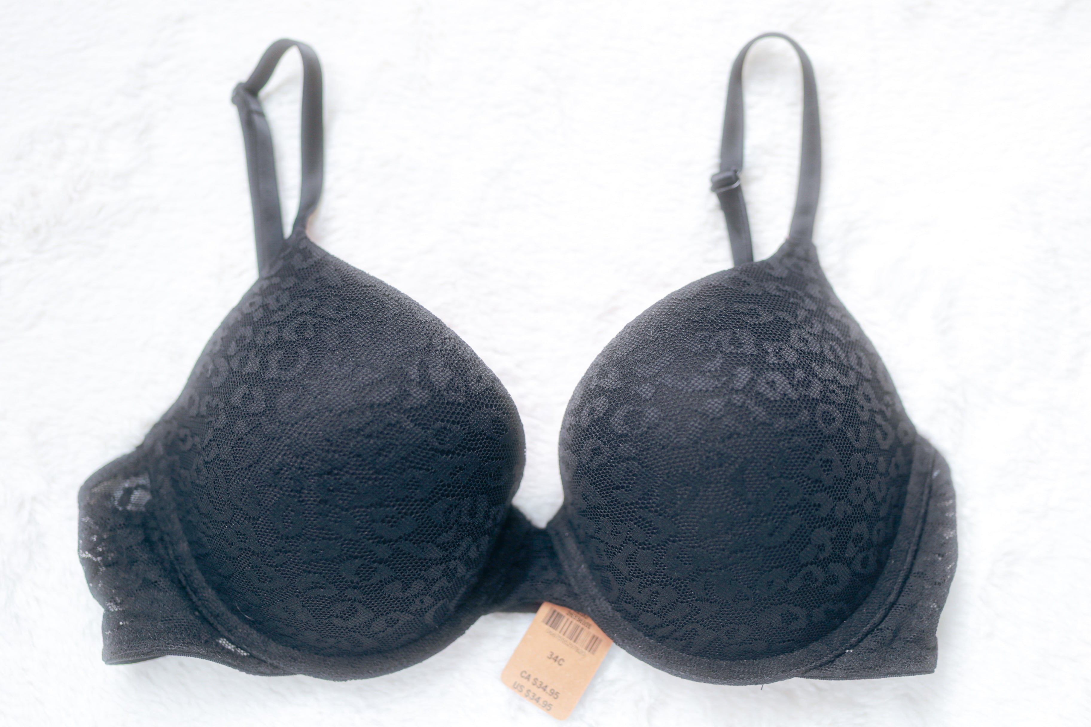 Pink Wear Everywhere Push-up Bra Black Cheetah Leopard 34C NEW
