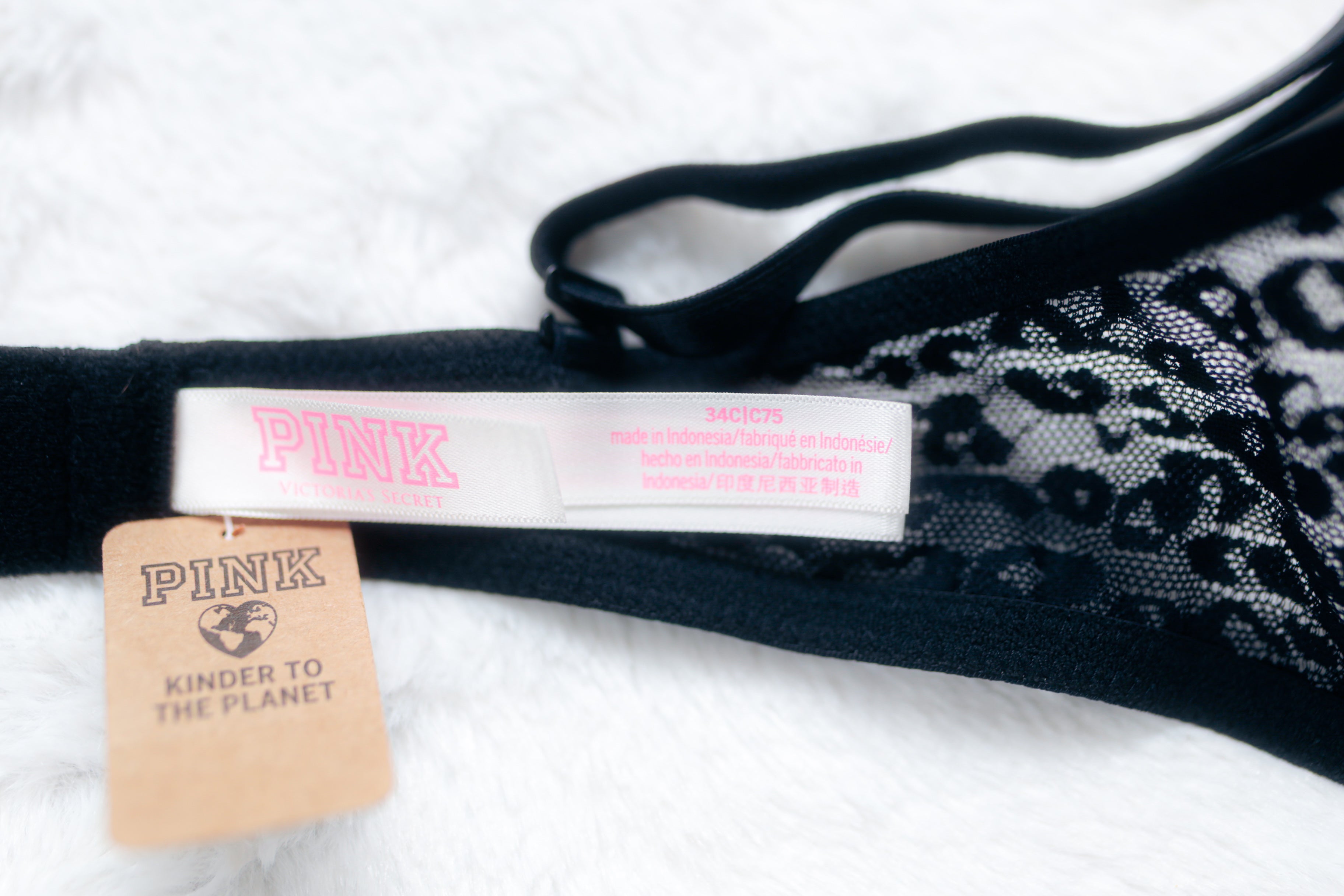 Pink Wear Everywhere Push-up Bra Black Cheetah Leopard 34C NEW