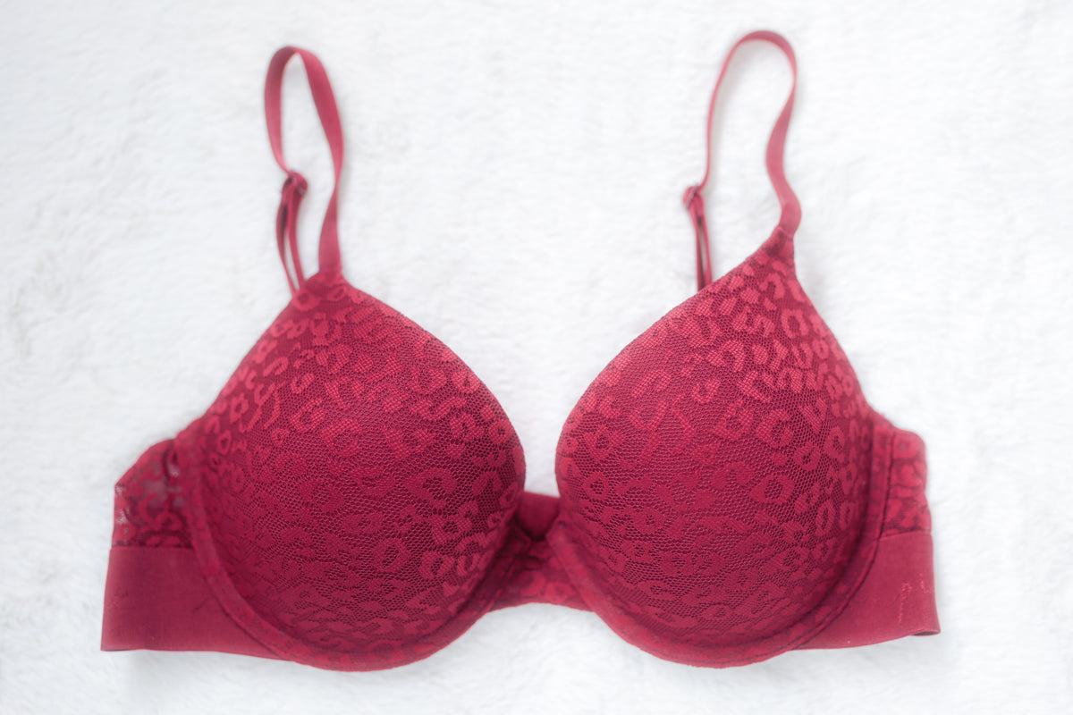 Pink Wear Everywhere Push-up Bra 34C Red Wine NEW
