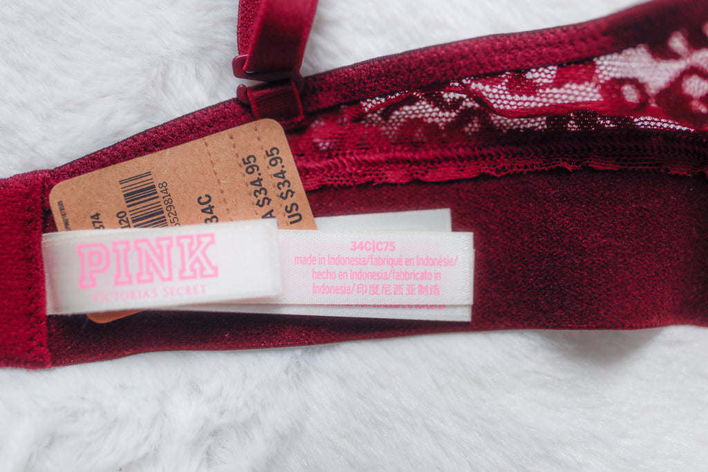 Pink Wear Everywhere Push-up Bra 34C Red Wine NEW