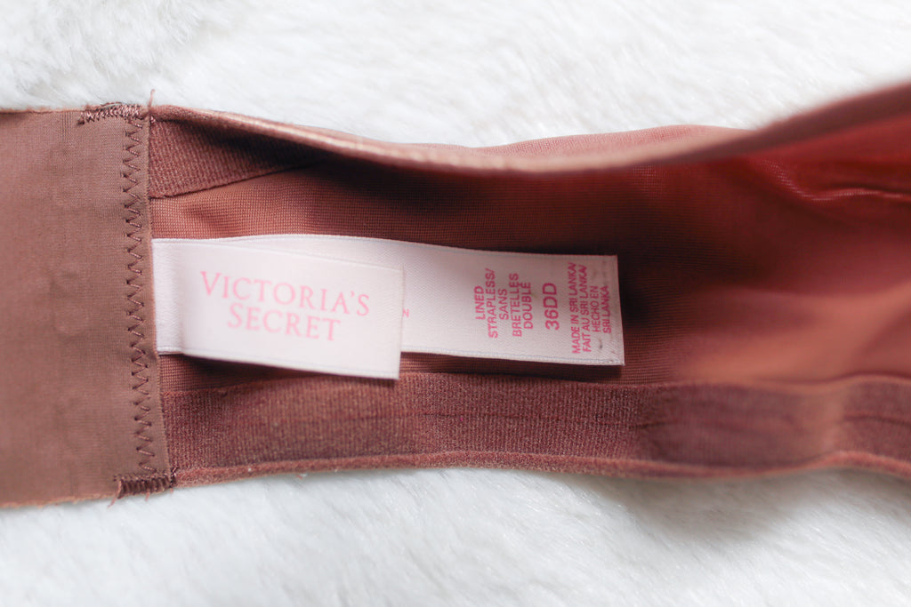 Victoria's Secret Lined Strapless Underwire Bra Rust Brown 36DD
