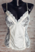 Vintage Sheer White Satin and Lace Camisole Lingerie Medium