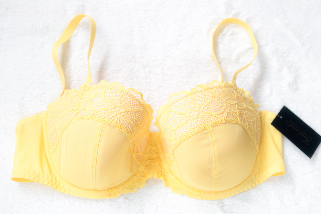 Frederick's of Hollywood Lightly Lined Balconette Bra Yellow 40C NEW