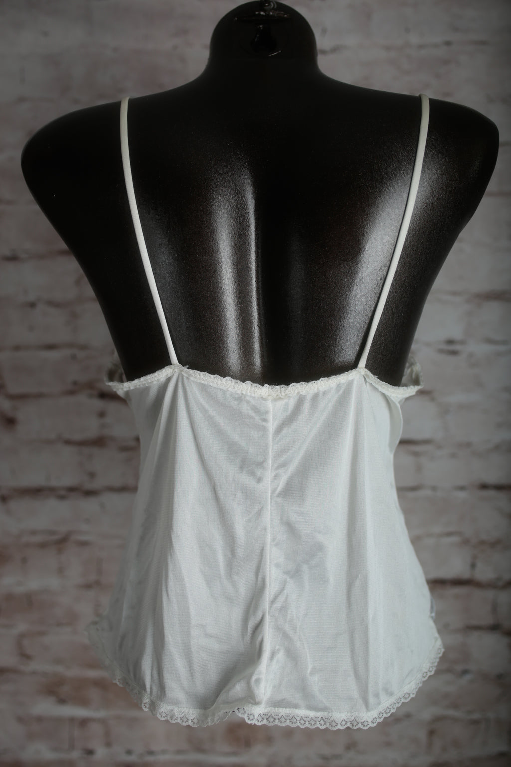 Vintage Sheer White Satin and Lace Camisole Lingerie Medium