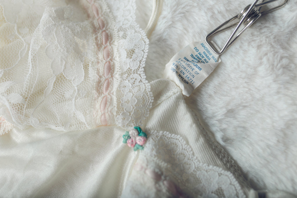 Vintage Sheer White Satin and Lace Camisole Lingerie Medium