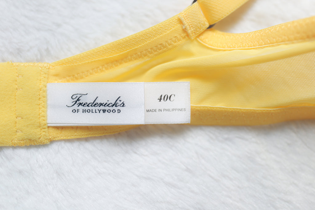 Frederick's of Hollywood Lightly Lined Balconette Bra Yellow 40C NEW