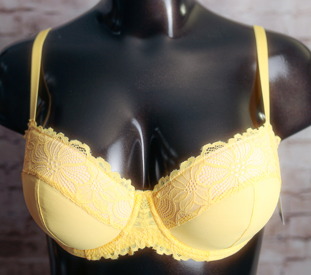Frederick's of Hollywood Lightly Lined Balconette Bra Yellow 40C NEW
