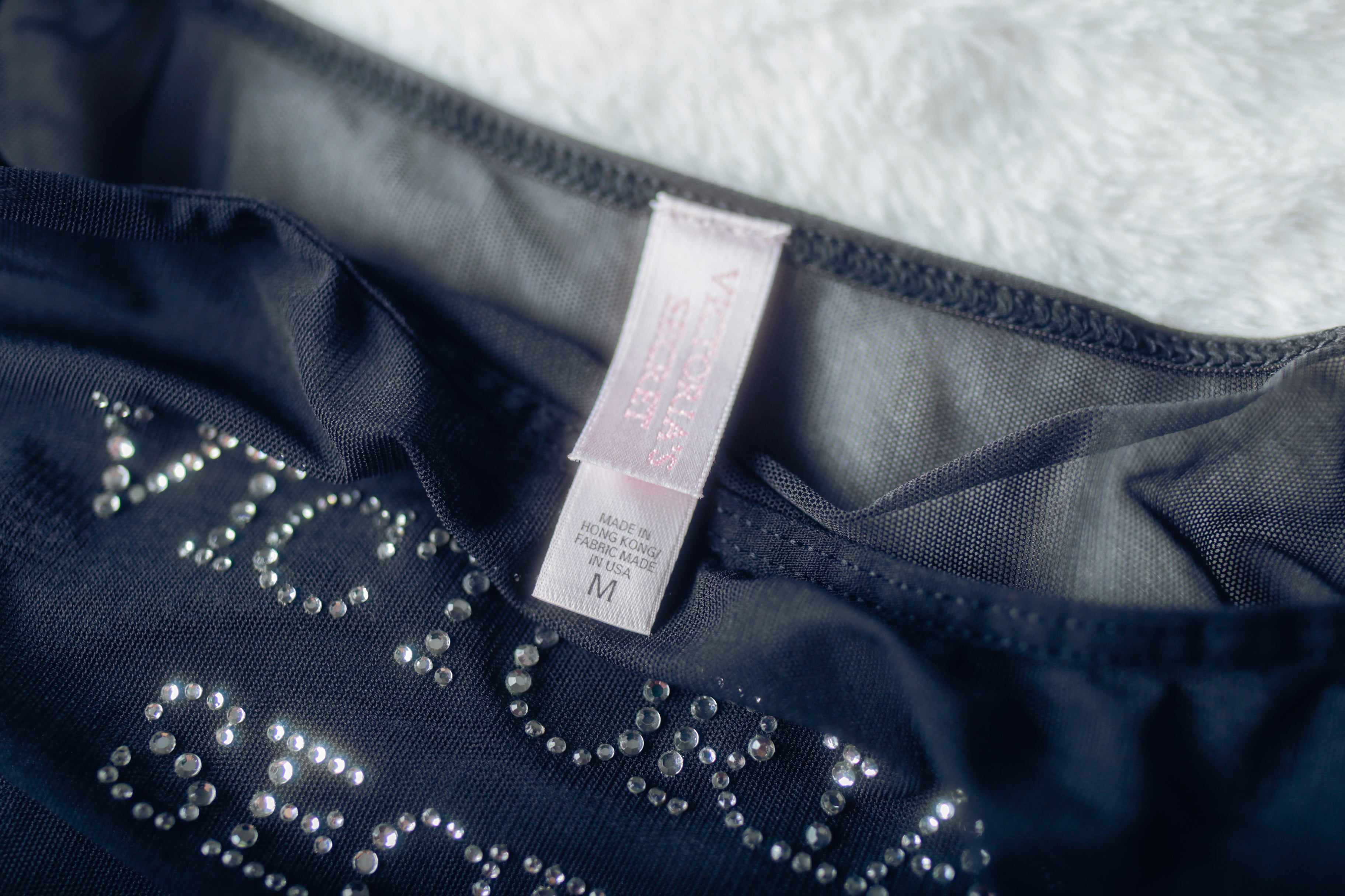 Victoria's Secret Vintage Y2K Sheer mesh Rhinestone Logo Chemise Lingerie Medium