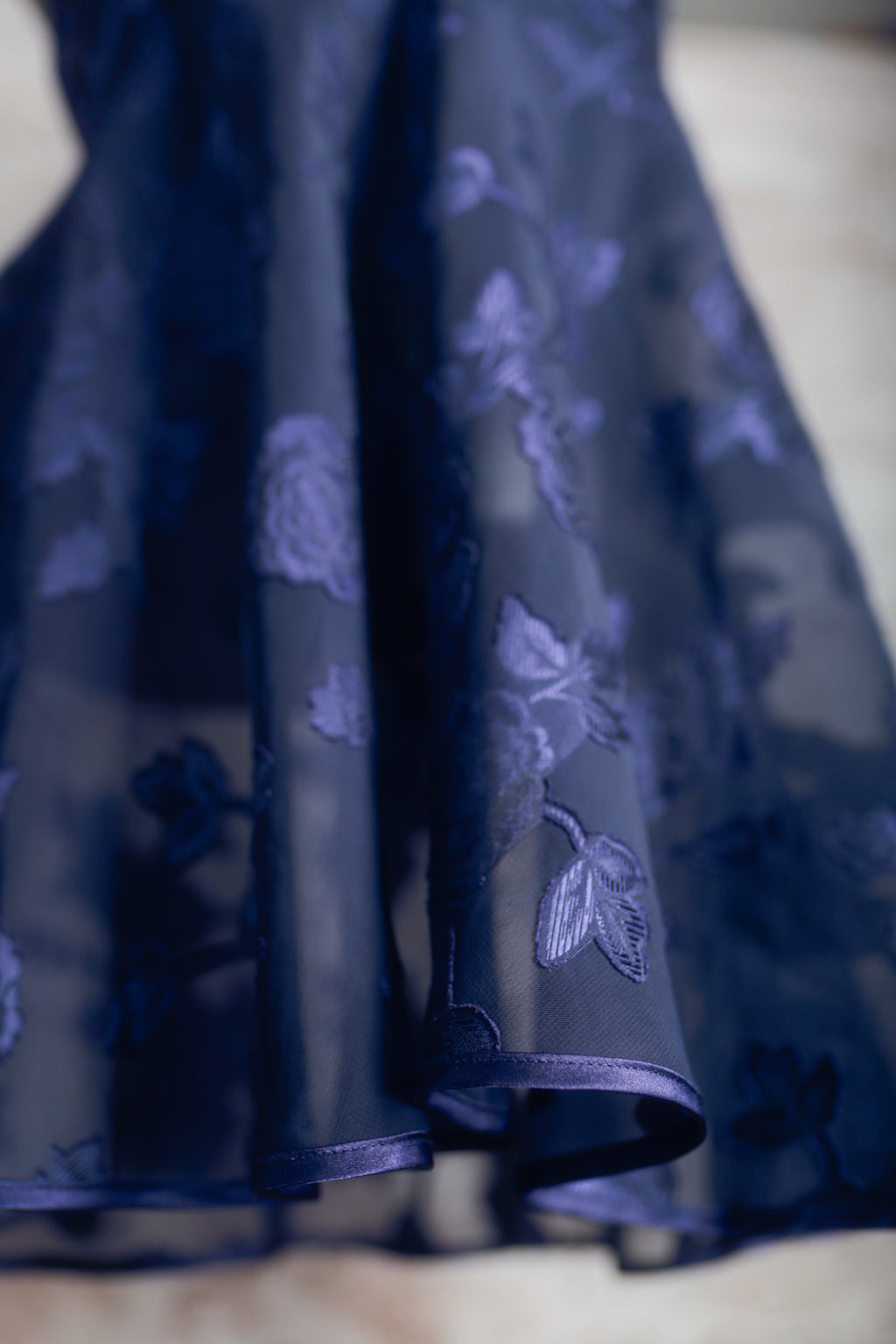 Angelique Vintage Embroidered Sheer Mesh Satin Purple Chemise Small