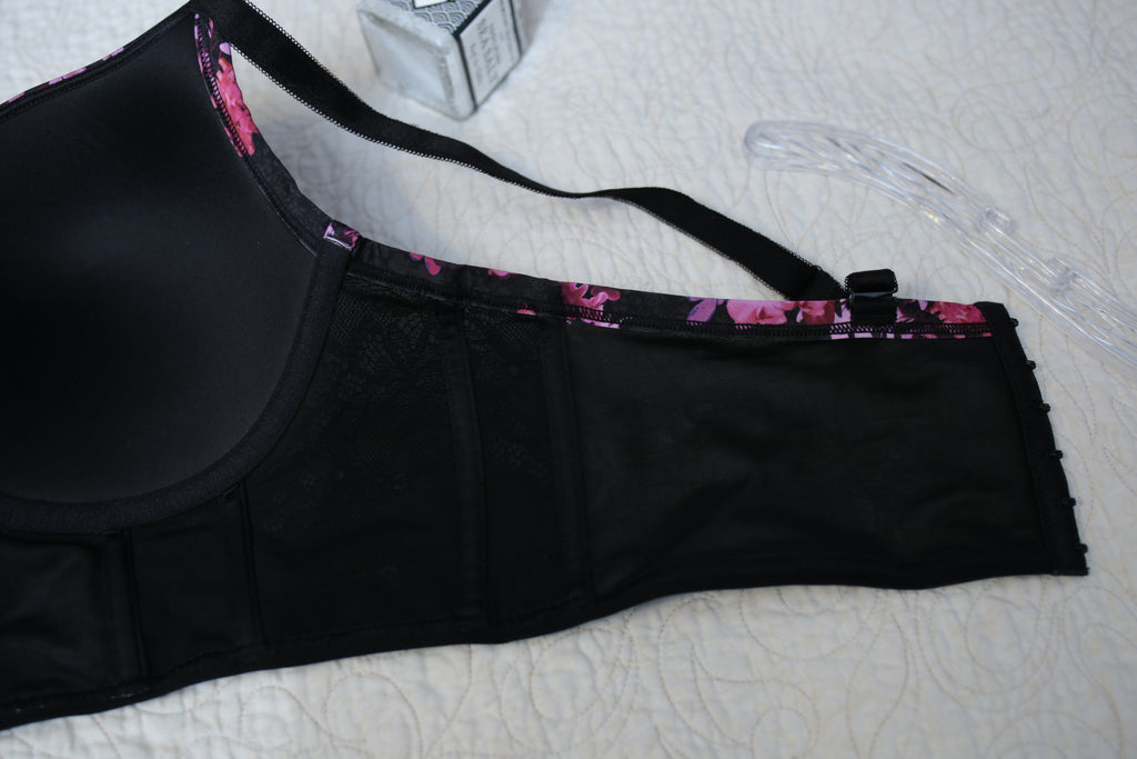 Torrid Curve 40D Longline Underwire Bra Floral Pink and Black Lace