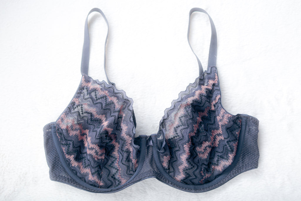 Freya AA5621 Festival Vibe High Apex Unlined Embroidered Bra Gray US 36G UK 36F