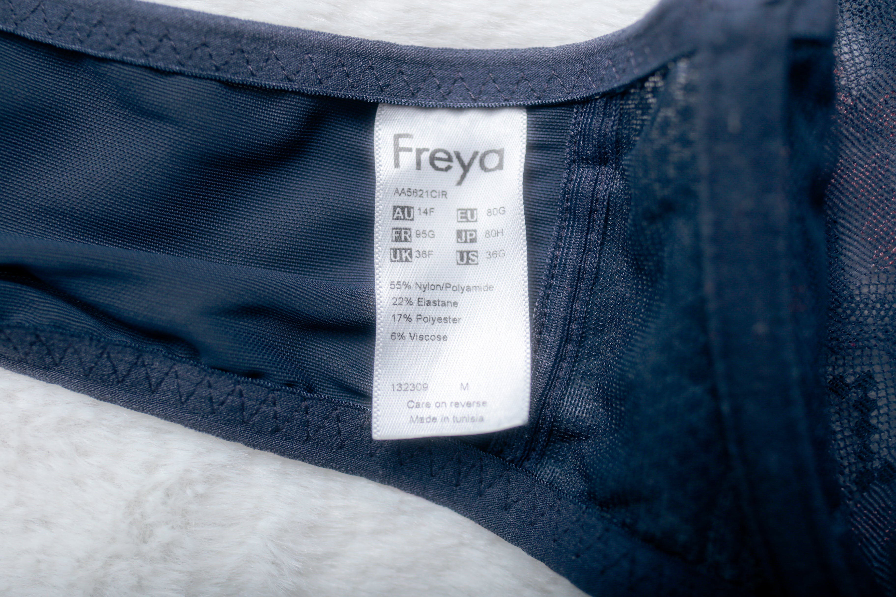 Freya AA5621 Festival Vibe High Apex Unlined Embroidered Bra Gray US 36G UK 36F
