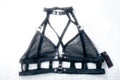 Body Rage Unlined Sheer Mesh Strappy Cage Choker Bralette Large Black NEW