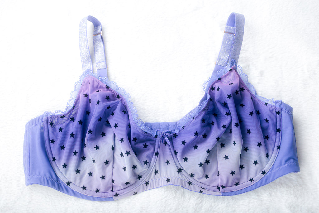 Savage X Fenty Unlined Mesh Galaxy Stars Shine Strap Bra 44DD