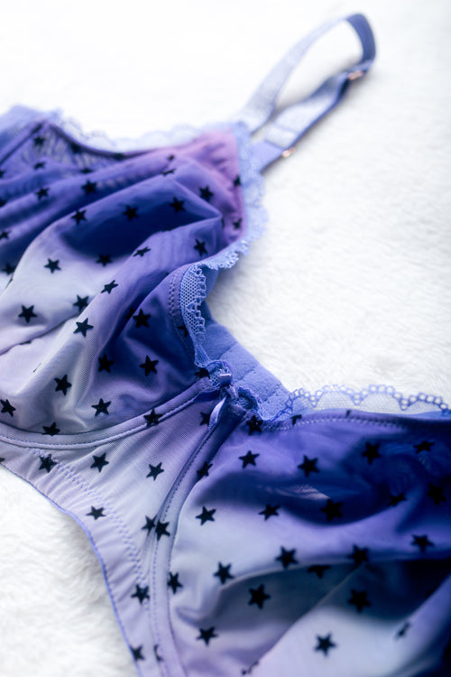 Savage X Fenty Unlined Mesh Galaxy Stars Shine Strap Bra 44DD