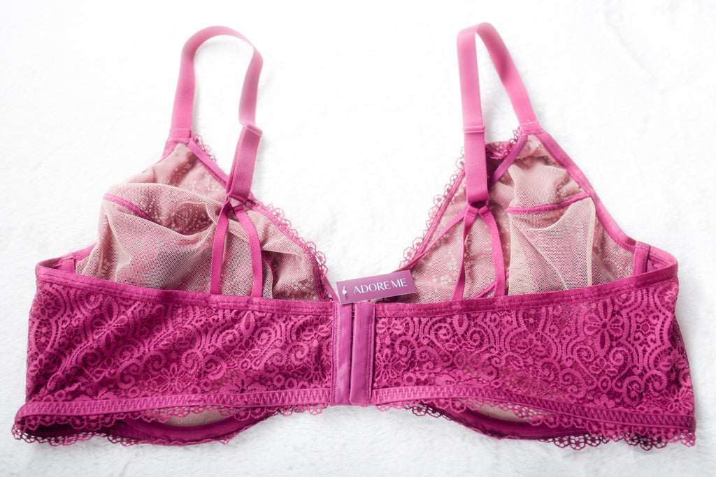 Adore Me Unlined Eyelet Mesh Strappy Bra Purple 46D NEW
