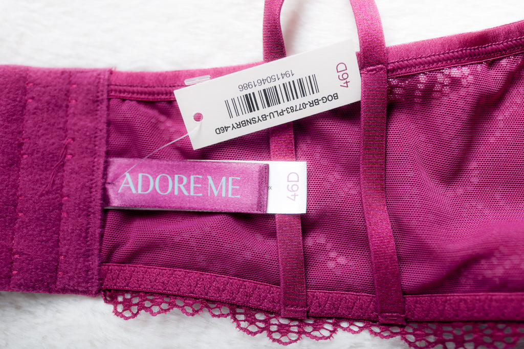Adore Me Unlined Eyelet Mesh Strappy Bra Purple 46D NEW